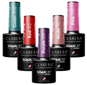 Claresa lakier hybrydowy 5g UV LED zestaw 5sztuk