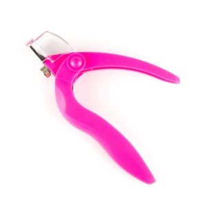 Gilotyna do tipsów plastikowa różowa Z POJEMNIKIEM