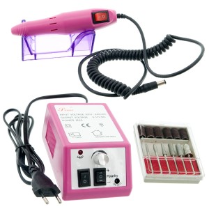 Frezarka 12W do paznokci kosmetyczna RÓŻOWA + frezy